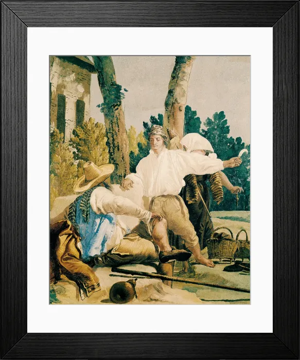 Framed Print : Peasants at rest. 1757; Peasants at rest. 1757. ITALY. Vicenza. Villa Valmarana. Detail. Rococo. Fresco. AISA / Everett Collection (53537)**US SALES ONLY**
