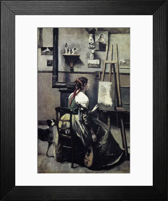 Framed Print : COROT, Jean-Baptiste Camille (1796-1875). The Artist's Studio (L'Atelier de Corot). ca. 1868. Realism. Oil on canvas. UNITED STATES OF AMERICA. Washington