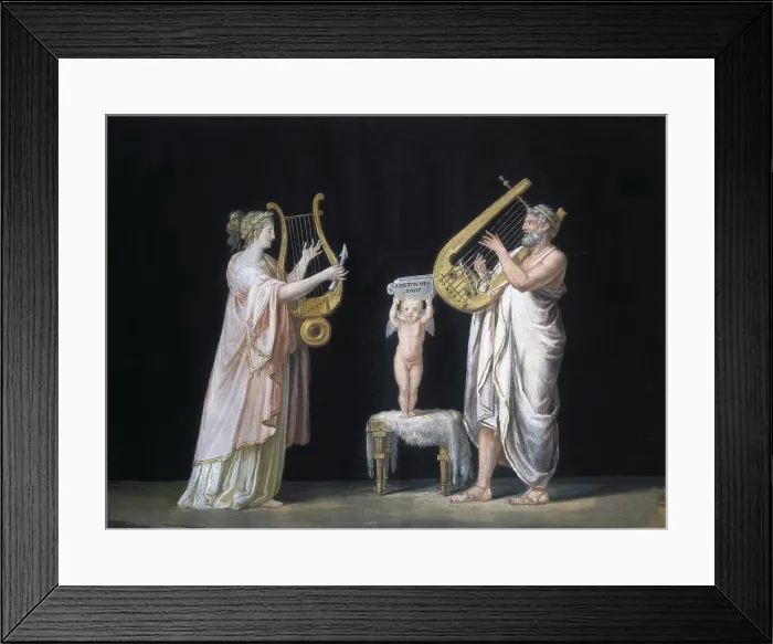Framed Print : CANOVA, Antonio (1757-1822). Erato and Pindar. ca. 1798. Neoclassicism. Tempera. ITALY. Possagno. Museum of Antonio Canova