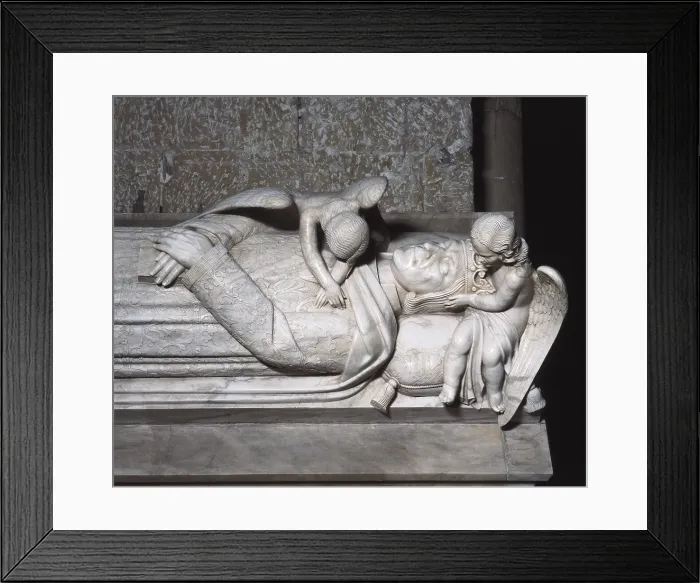 Framed Print : ALOY DE MONTBRAY (14th century). Royal sepulchres of Poblet monastery, 1359 - 1382. SPAIN. Vimbodi. Monastery of Poblet. Detail of Martin of Aragon's alabaster tomb Framed Print : ALOY DE MONTBRAY (14th century). Royal sepulchres of Poblet monastery, 1359 - 1382. SPAIN. Vimbodi. Monastery of Poblet. Detail of Martin of Aragon's alabaster tomb