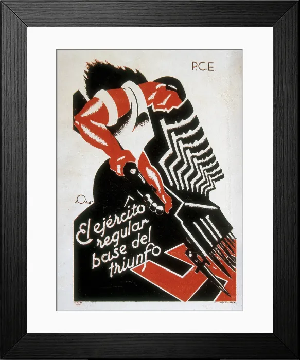 Framed Print : Spanish Civil War (1936-1939). 'El ejrcito regularbase del triunfo' (The regular armybasis of triumph). Postcard edited by the Communist Party of Spain