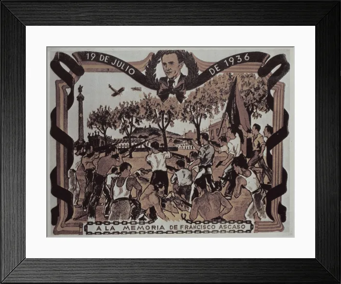 Framed Print : ASCASOFrancisco (1901-1936). Anarchist leaderbelonging to CNT and FAI. Poster commemorating his death. SPAIN. Madrid. Fundacin de Estudios Libertarios Anselmo Lorenzo (FAL)