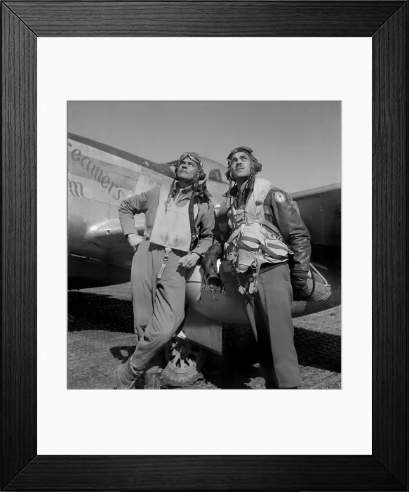 Framed Print : Colonel Benjamin O. Davis, and Edward C. Gleed, air base, by Toni Frissell, Ramitelli, Italy, March 1945