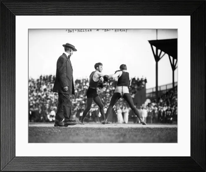 Framed Print : Boxing. Bat Nelson and Bat Hurley, boxing, ca. 1910s Framed Print : Boxing. Bat Nelson and Bat Hurley, boxing, ca. 1910s