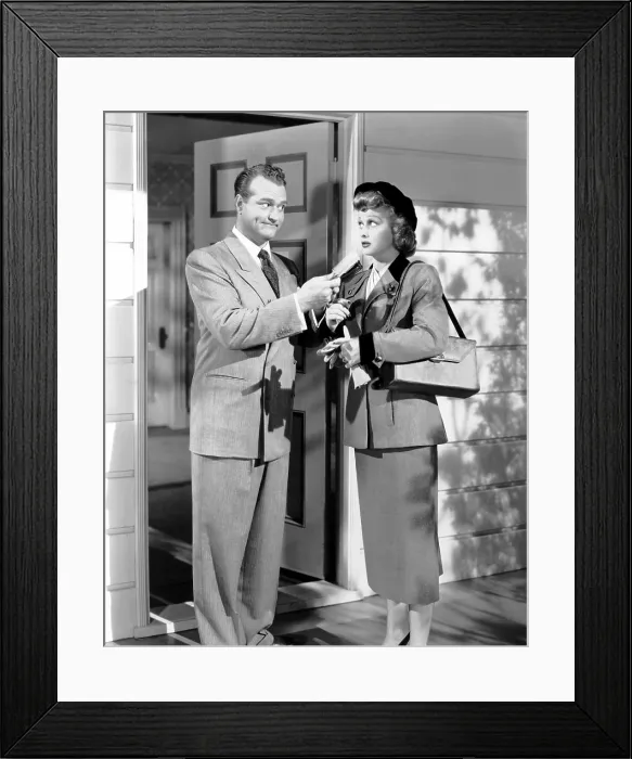 Framed Print : THE FULLER BRUSH GIRL, from left, Red Skelton, Lucille Ball, 1950 Framed Print : THE FULLER BRUSH GIRL, from left, Red Skelton, Lucille Ball, 1950