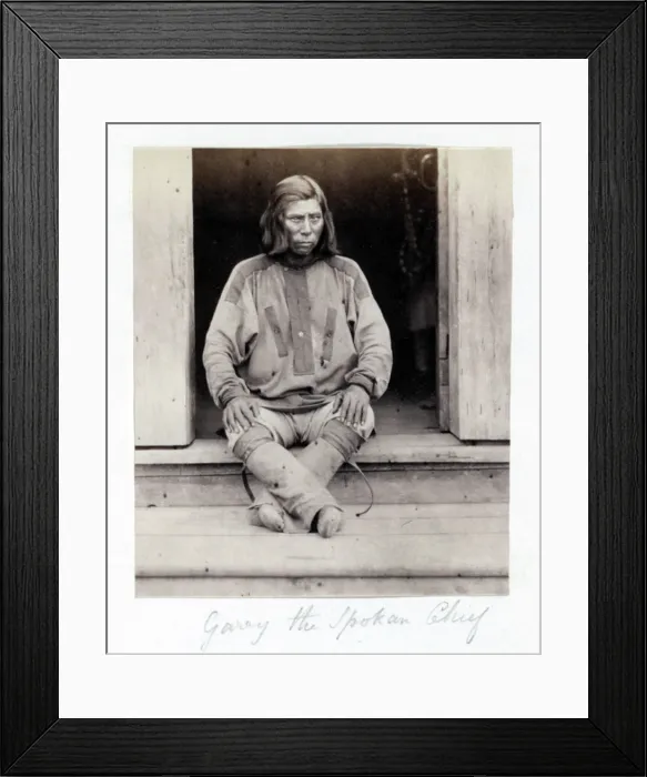 Framed Print : Native American Indian Chief, Garry the Spokan chief, detail from diptych titled: Garry the Spokan chief and three of his men, photograph, 1861 Framed Print : Native American Indian Chief, Garry the Spokan chief, detail from diptych titled: Garry the Spokan chief and three of his men, photograph, 1861
