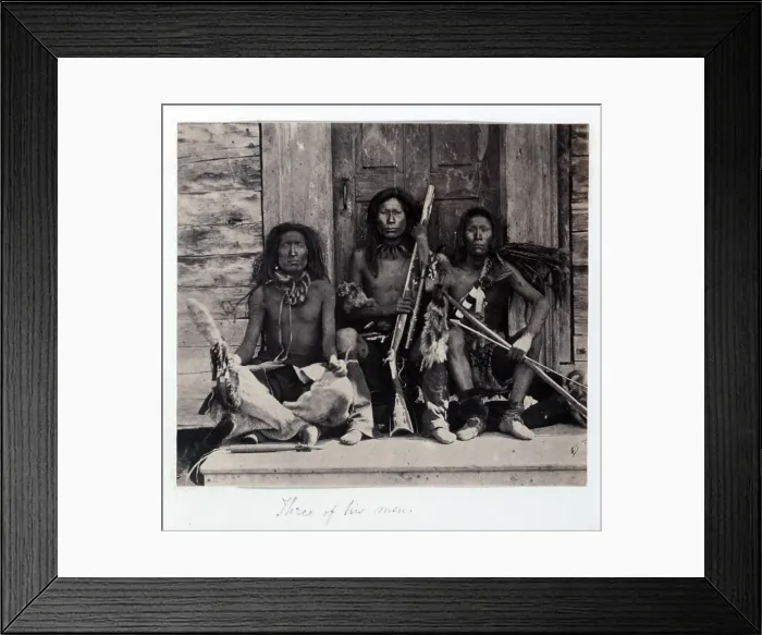 Framed Print : Three Native American Indians, detail from diptych titled: Garry the Spokan chief and three of his men, photograph, 1861