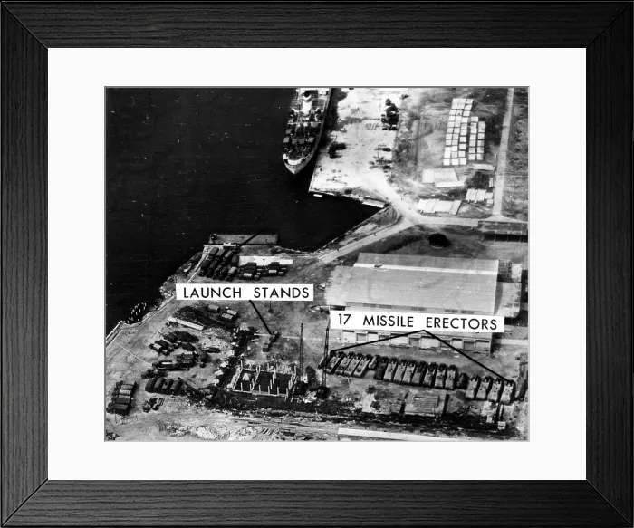 Framed Print : Cuban Missile Crisis: U.S. reconnaissance photo of Soviet missile site at Mariel Naval Port, Cuba, November 8, 1962. Courtesy: CSU Archives  /  Everett Collection