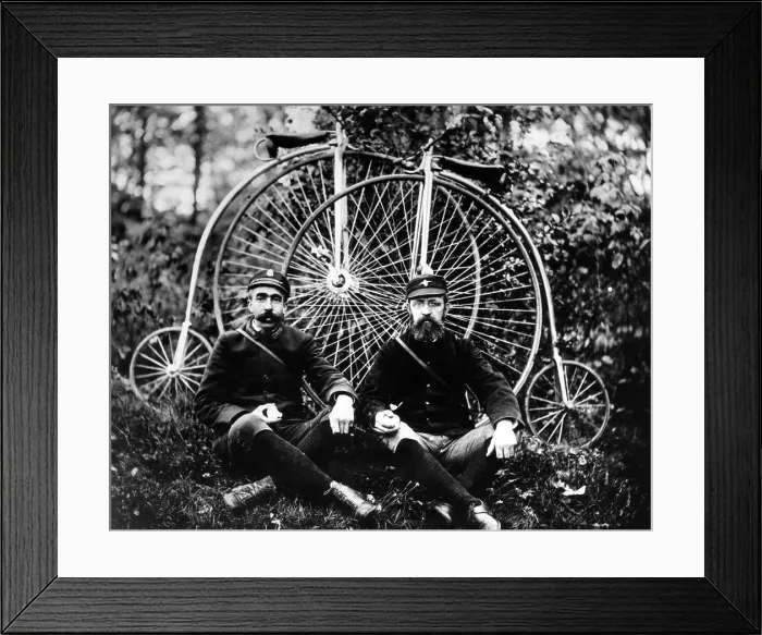 Framed Print : Bicycle Messengers Seated photo by Charles H. Currier, circa 1900. Courtesy: CSU Archives / Everett Collection