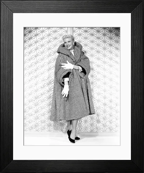 Framed Print : FOREVER FEMALE, Ginger Rogers in tweed greatcoat designed by Edith Head, 1953