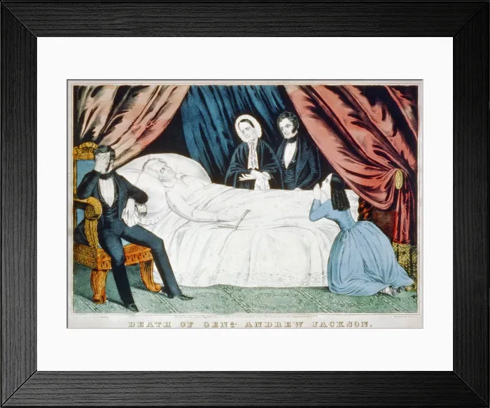 Framed Print : Death of former President Andrew Jackson in 1845. At left is his mourning adopted son, Andrew Jackson, Jr