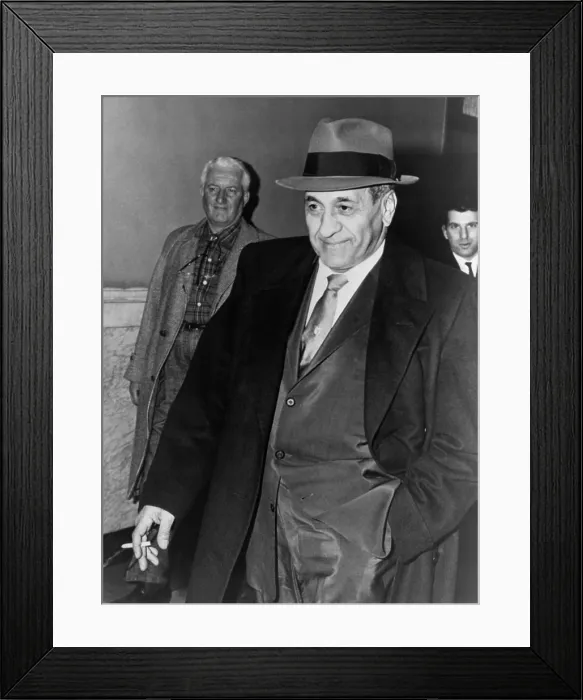Framed Print : Tony Accardo, successor of Al Capone as boss of the Chicago mob, leaving Federal Building in Chicago after his conviction for tax evasion Framed Print : Tony Accardo, successor of Al Capone as boss of the Chicago mob, leaving Federal Building in Chicago after his conviction for tax evasion