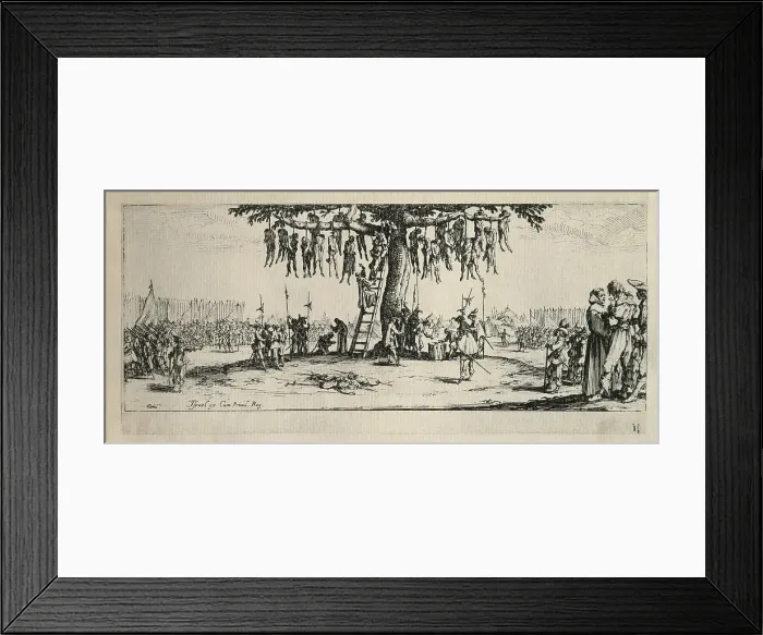 Framed Print : The Hung. Table 11. Illustration from 'The miseries of war', 1633, series based on the Thirty Years War. Engraving Framed Print : The Hung. Table 11. Illustration from 'The miseries of war', 1633, series based on the Thirty Years War. Engraving