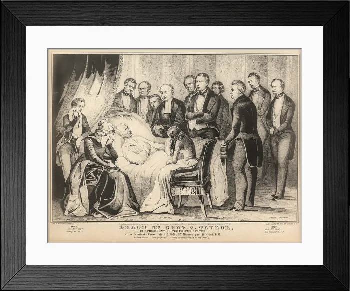 Framed Print : Zachary Taylor. Death of President Zachary Taylor. Taylor on his death bed, in the White House, July, 1850 Framed Print : Zachary Taylor. Death of President Zachary Taylor. Taylor on his death bed, in the White House, July, 1850