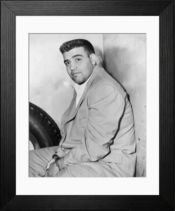 Framed Print : Vincent Gigante (1928-2002), future boss of the Genovese crime family, in police custody for a 1957 shooting Framed Print : Vincent Gigante (1928-2002), future boss of the Genovese crime family, in police custody for a 1957 shooting