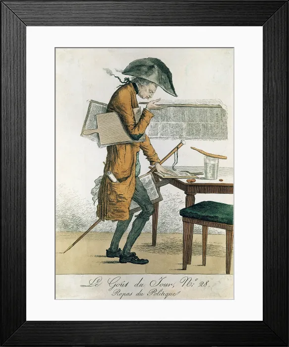 Framed Print : Repas of Politique, caricature of the journalism (18th c.). Engraving. - BeBa / Iberfoto / Everett Collection (201022)**US SALES ONLY**