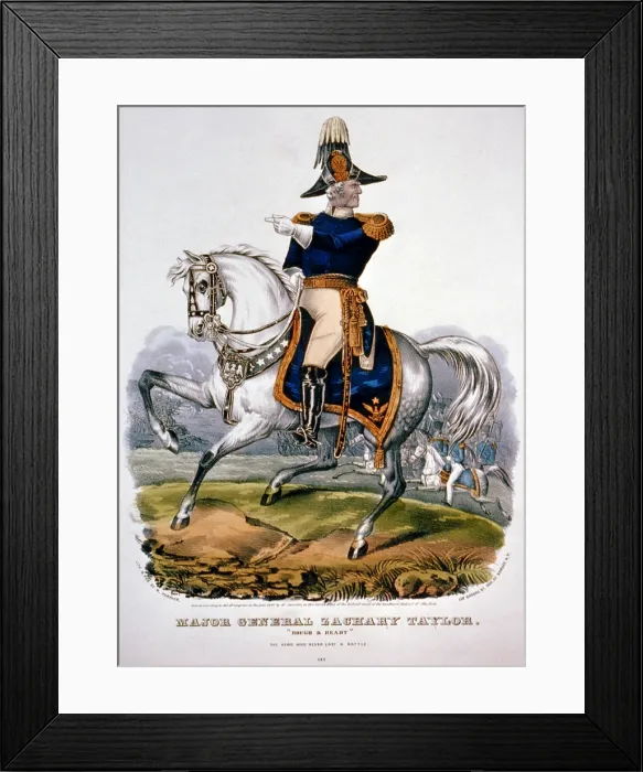 Framed Print : Zachary Taylor, 'rough & ready'. Major General of the Mexican-American War. hand-colored lithograph, ca. 1847 Framed Print : Zachary Taylor, 'rough & ready'. Major General of the Mexican-American War. hand-colored lithograph, ca. 1847