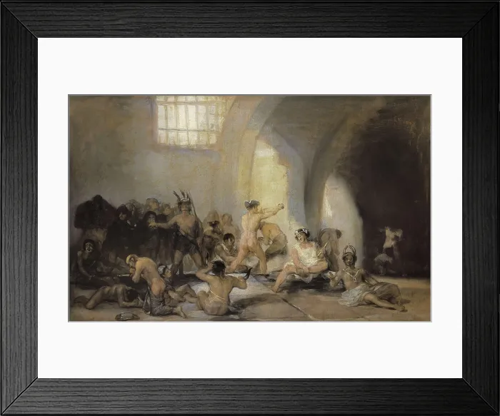 Framed Print : GOYA Y LUCIENTES, Francisco de (1746-1828). The Madhouse. 1815-1819. Oil on wood. SPAIN. Madrid. St. Fernando Royal Academy Museum. AISA / Everett Collection**US SALES ONLY**