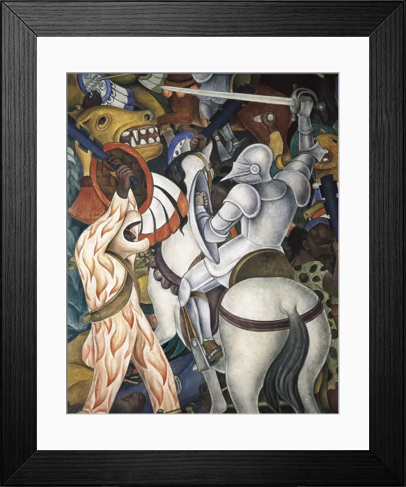 Framed Print : RIVERADiego (1886-1957). History of Cuernavaca and MorelosConquest and Revolution. 1930-1931. MEXICO. Cuernavaca. Cortes Palace. Detail
