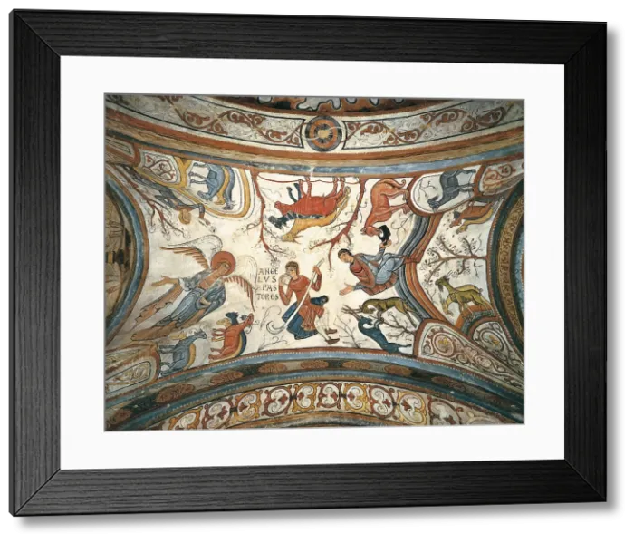 Framed Print : Royal Collegiate Church of San Isidoro. Royal Pantheon. 12th c. SPAIN. Len. Royal Collegiate Church of San Isidoro. Vault of the Annunciation to the Shepherds. Romanesque art