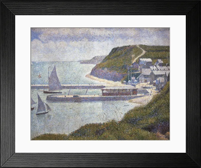 Framed Print : SEURAT, Georges (1859-1891). Harbour at Port-en-Bessin at High Tide. ca. 1890. Pointillism. Oil on canvas. FRANCE. Paris. Muse d'Orsay (Orsay Museum)