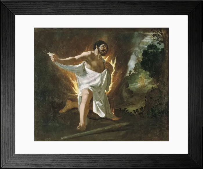 Framed Print : ZURBARAN, Francisco de (1598-1664). Hercules Tearing the Burning Robe. ca. 1634. Scene from a series of 'The Labours of Hercules'