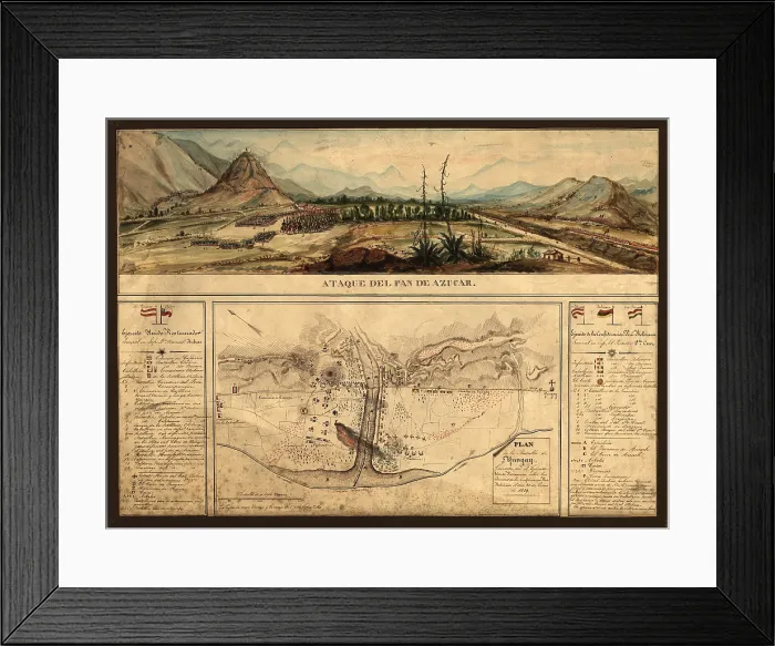 Framed Print : Battle of Yungay, 1839, ended the confederation of Peru and Bolivia, forged by Bolivian president, military strongman (caudillo), Andres de Santa Cruz