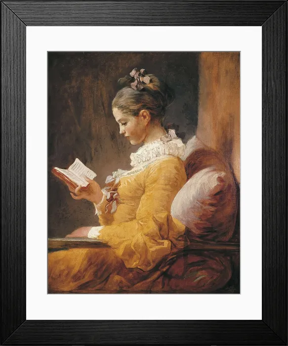 Framed Print : FRAGONARD, Jean Honor (1732-1806). A Young Girl Reading. ca. 1776. Rococo. Oil on canvas. UNITED STATES OF AMERICA. Washington. National Gallery of Art