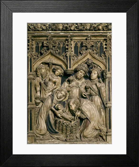 Framed Print : OLLERPere (15th century). Altarpiece of Saint Mary and Saint Peter. 1420. SPAIN. Vic. Cathedral. Old High Altar of the cathedral. Alabaster