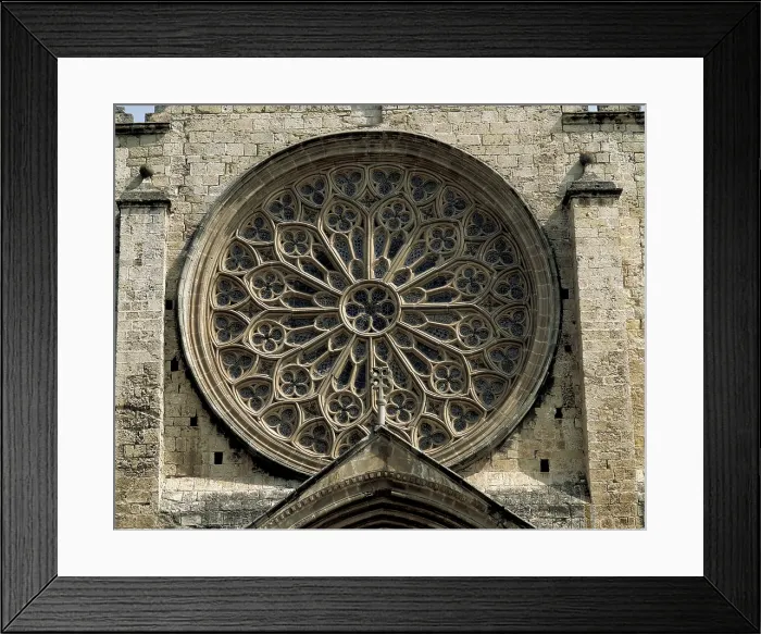 Framed Print : SPAIN. Sant Cugat del Valls. Sant Cugat Monastery. Rose window of the facade (14th c.). Gothic art. Architecture. AISA / Everett Collection (1337)**US SALES ONLY**