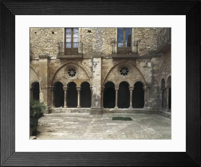 Framed Print : SPAIN. Vallbona de les Monges. Monastery of Santa Mara de Vallbona. Arcades of the cloister (14th c.). Cistercian art. Architecture Framed Print : SPAIN. Vallbona de les Monges. Monastery of Santa Mara de Vallbona. Arcades of the cloister (14th c.). Cistercian art. Architecture