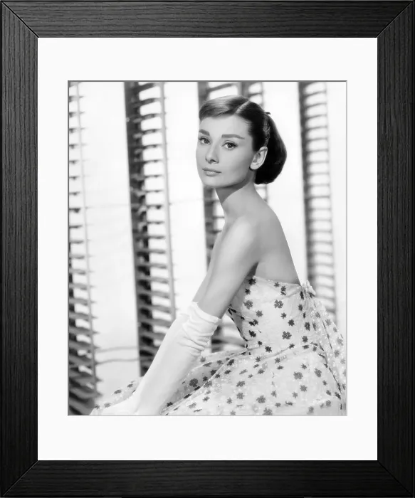 Framed Print : FUNNY FACE, Audrey Hepburn, (in a Givenchy evening gown), 1957