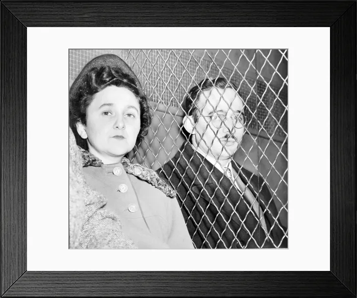 Framed Print : Ethel and Julius Rosenberg, separated by heavy wire screen as they leave U.S. Court House after being found guilty of treason by a jury. photo by Roger Higgins. 1951 Framed Print : Ethel and Julius Rosenberg, separated by heavy wire screen as they leave U.S. Court House after being found guilty of treason by a jury. photo by Roger Higgins. 1951