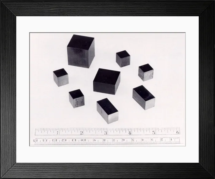 Framed Print : The Manhattan Project, file photo of cubes of processed uranium, ca. 1940s
