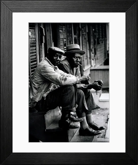 Framed Print : Two African American men sitting on stoop, Charleston, South Carolina, photograph by Toni Frissell, 1962