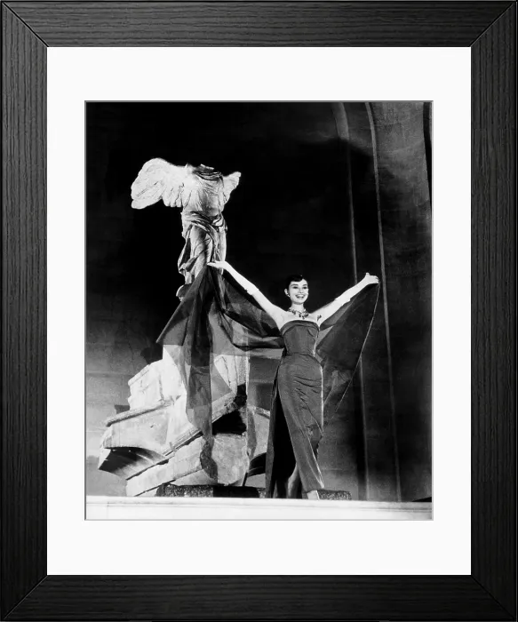Framed Print : FUNNY FACE, Audrey Hepburn, in a Givenchy evening gown, 1957