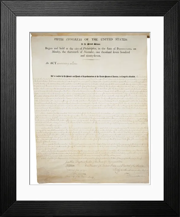 Framed Print : The Alien Act and Sedition Acts