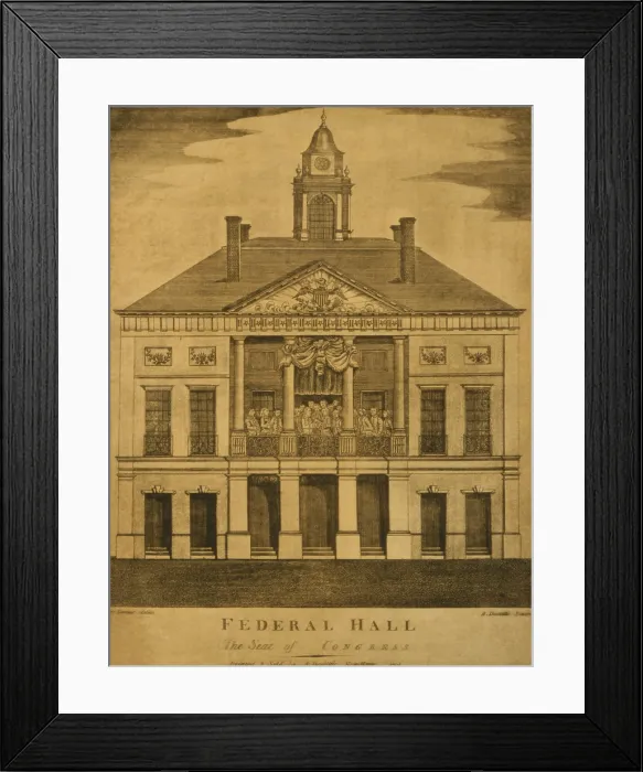 Framed Print : George Washington's first inauguration, on April 30, 1789, at Federal Hall in New York City