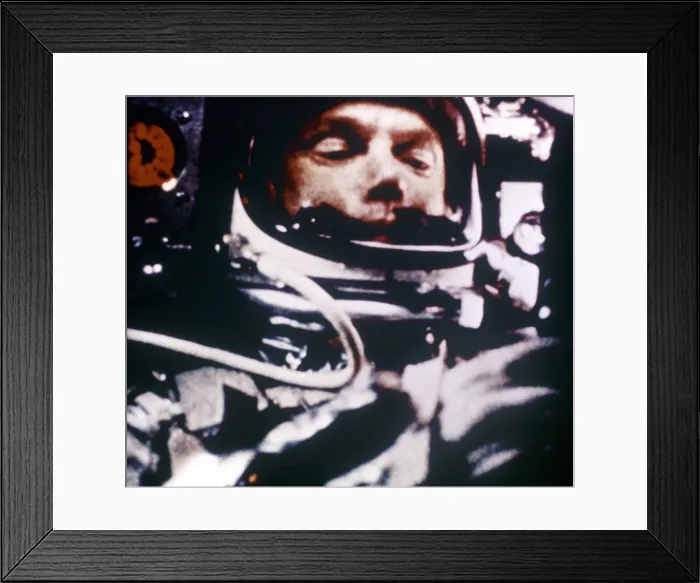 Framed Print : Astronaut John Glenn, (Lt. Colonel, USMC) in the Friendship 7 capsule during the first manned orbital flight lasted for 5 hours and orbited the Earth three times