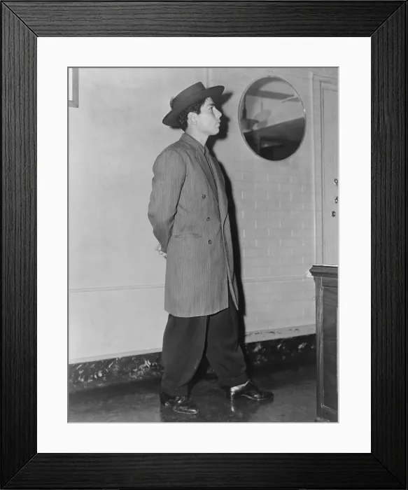Framed Print : The Zoot Suit fashion trend thrived in Latino and African American youth subcultures during the World War II era Framed Print : The Zoot Suit fashion trend thrived in Latino and African American youth subcultures during the World War II era