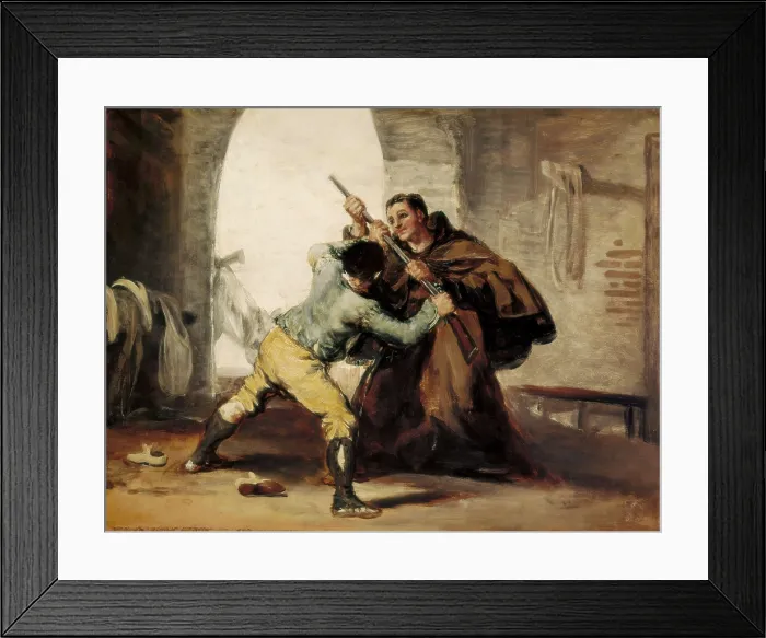 Framed Print : GOYA Y LUCIENTES, Francisco de (1746-1828). Friar Pedro Wrests the Gun from El Maragato. 1806-1807. Story told in six paintings. Oil on wood. UNITED STATES OF AMERICA. Chicago