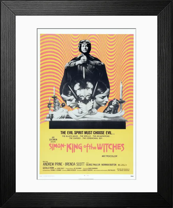 Framed Print : SIMON, KING OF THE WITCHES, US poster art, top: Andrew Prine, 1971 Framed Print : SIMON, KING OF THE WITCHES, US poster art, top: Andrew Prine, 1971