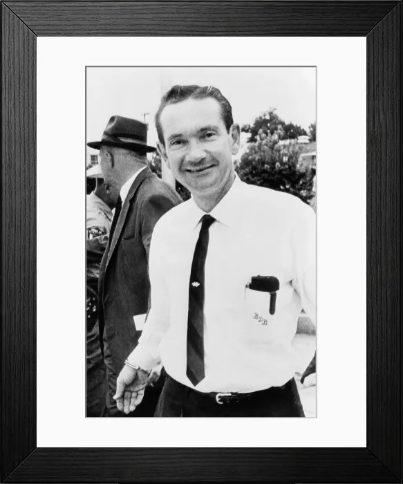 Framed Print : Byron de la Beckwith (1920-2001), Ku Klux Klan member under arrest for the murder of NAACP Civil Rights leader, Medgar Evers
