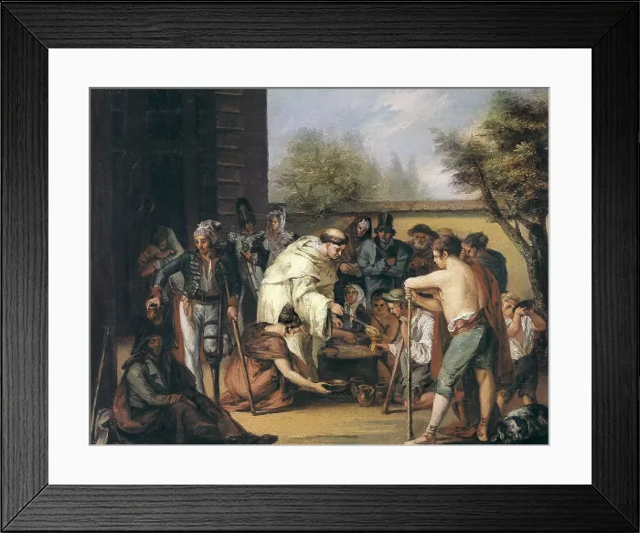 Framed Print : ALENZA y NIETO, Leonardo (1807-1845). Soup distribution. 1st half 19th c. Romanticism. Oil on canvas. SPAIN. Madrid. Lzaro Galdiano Foundation