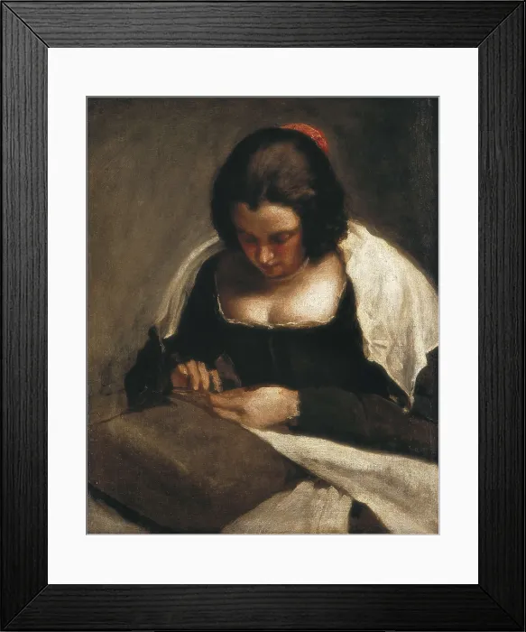 Framed Print : VELAZQUEZ, Diego Rodrguez de Silva (1599-1660). The Needlewoman. ca.1639. Baroque art. Oil on canvas. UNITED STATES OF AMERICA. Washington. National Gallery of Art