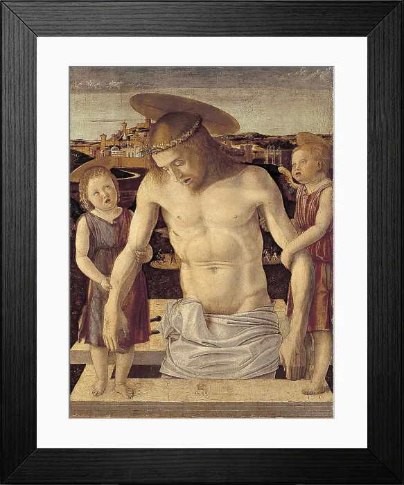 Framed Print : BELLINI, Giovanni (1430-1516). Dead Christ Supported by Two Angels (Piet). ca. 1460. Renaissance art. Quattrocento. Venetian school. Tempera on wood. ITALY. Venice. Museo Correr Framed Print : BELLINI, Giovanni (1430-1516). Dead Christ Supported by Two Angels (Piet). ca. 1460. Renaissance art. Quattrocento. Venetian school. Tempera on wood. ITALY. Venice. Museo Correr