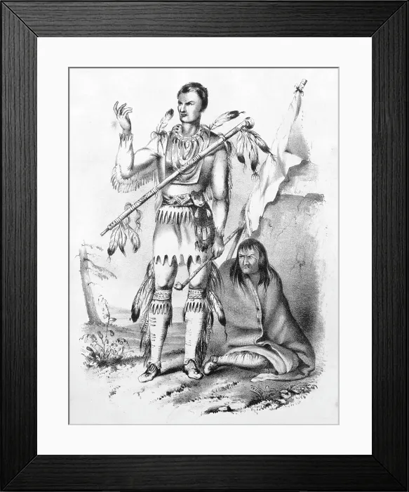 Framed Print : Red-Bird, a Winnebago. lithograph by George Catlin ca. 1838 Framed Print : Red-Bird, a Winnebago. lithograph by George Catlin ca. 1838