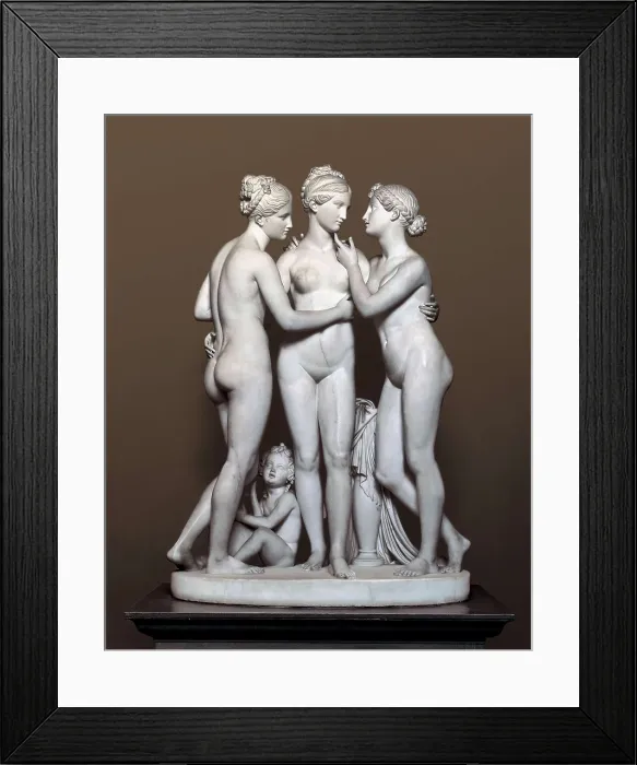 Framed Print : THORVALDSEN, Bertel (1770-1844). The Three Graces and Cupid. 1817-1819. Neoclassicism. Sculpture on marble. DENMARK. Copenhagen. Thorvaldsen Museum Framed Print : THORVALDSEN, Bertel (1770-1844). The Three Graces and Cupid. 1817-1819. Neoclassicism. Sculpture on marble. DENMARK. Copenhagen. Thorvaldsen Museum
