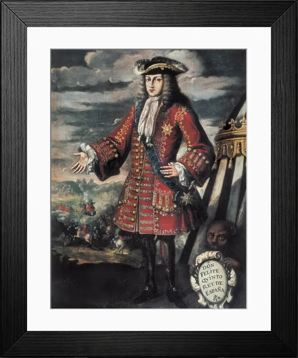 Framed Print : PHILIP V of Spain (1683-1746). King of Spain (1701-1746). Portrait of P. Amoros placed, traditionally, inverted. Painting. SPAIN. Xtiva. Almudin City Museum Framed Print : PHILIP V of Spain (1683-1746). King of Spain (1701-1746). Portrait of P. Amoros placed, traditionally, inverted. Painting. SPAIN. Xtiva. Almudin City Museum