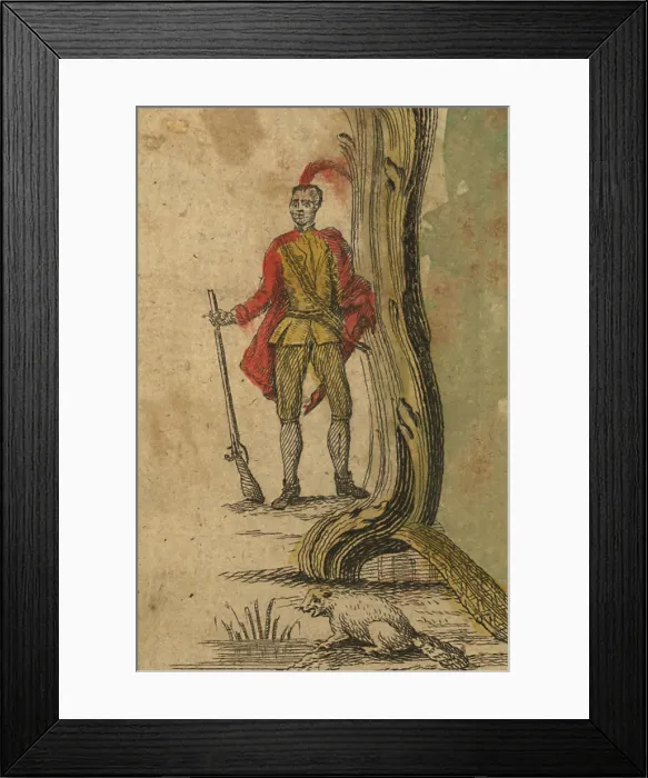 Framed Print : A Native American of New Hampshire, probably an Abenaki warrior, taken from Jerffrys Atlas, 1784
